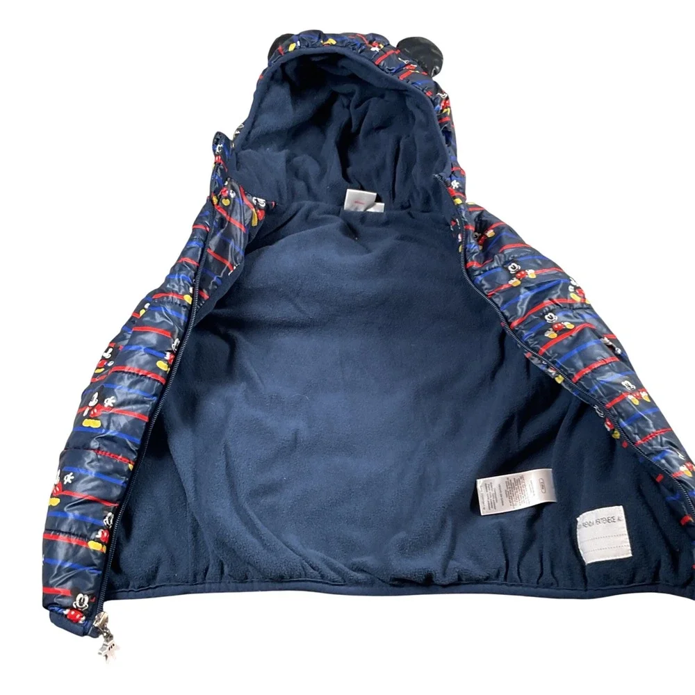 Disney Mickey Mouse Puffer Vest with Hood and‎ Ears Size 8